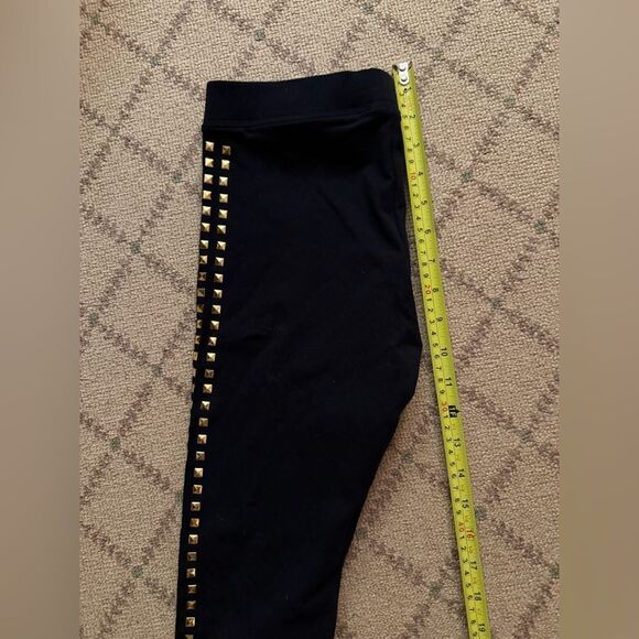 Nordstrom Black leggings w triple row gold stud detail NWOT S - Picture 4 of 5